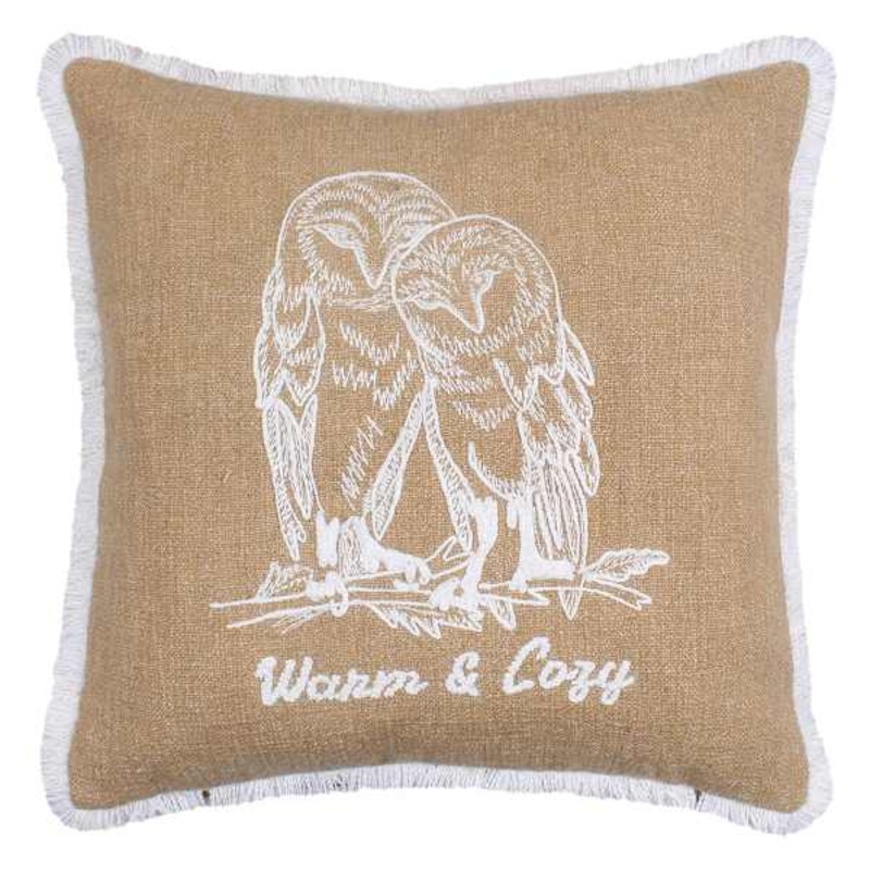 Warm & Cozy Owl Throw Pillow, 18″