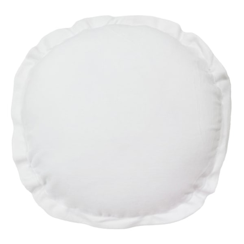 White Round Throw Pillow with Flange, 16″