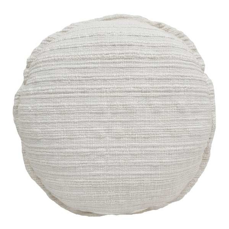 White Striped Slub Round Throw Pillow, 16″