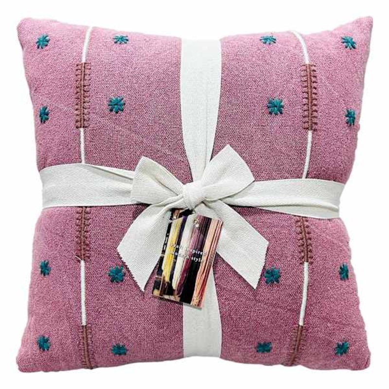 2-Pack Rose Floral Southwestern Embroidered Throw Pillows, 20″