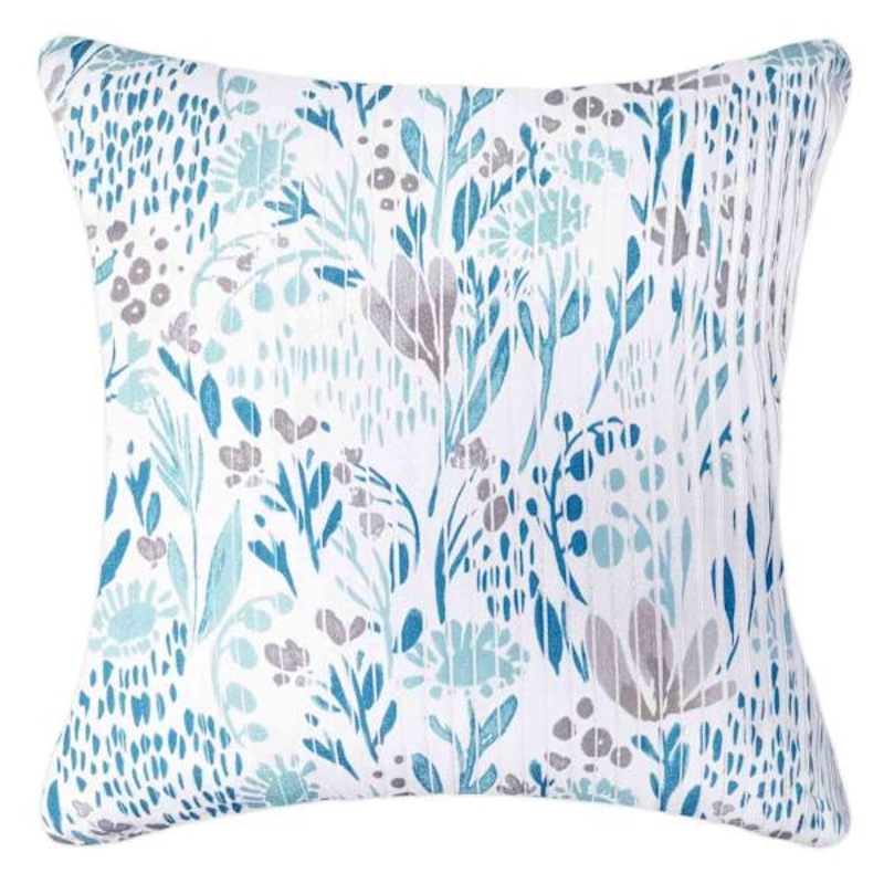 Aqua Blue Muted Garden Throw Pillow, 18″