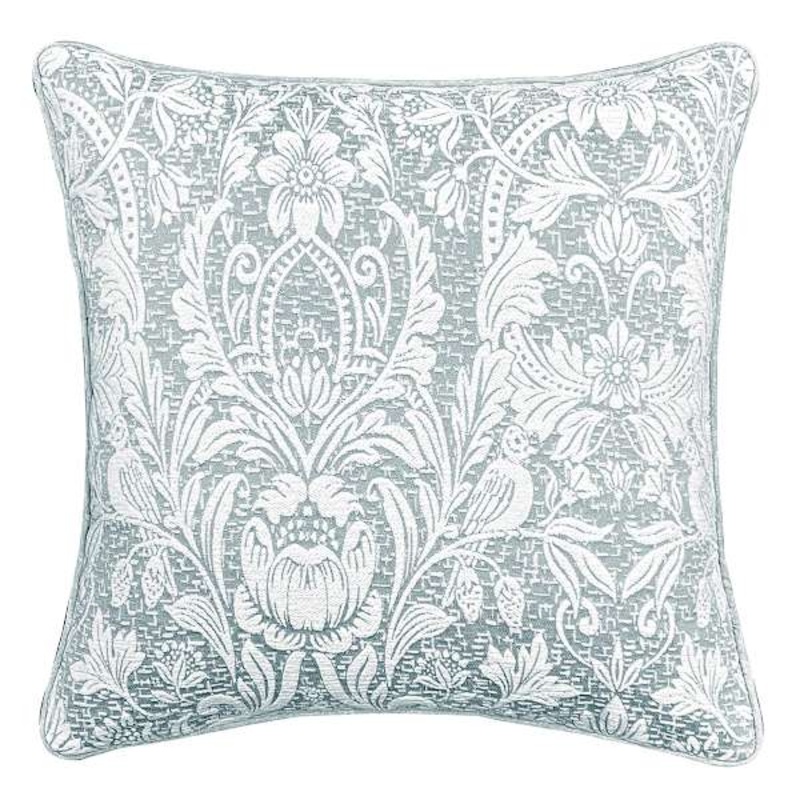 Aqua Floral Damask Throw Pillow, 18″