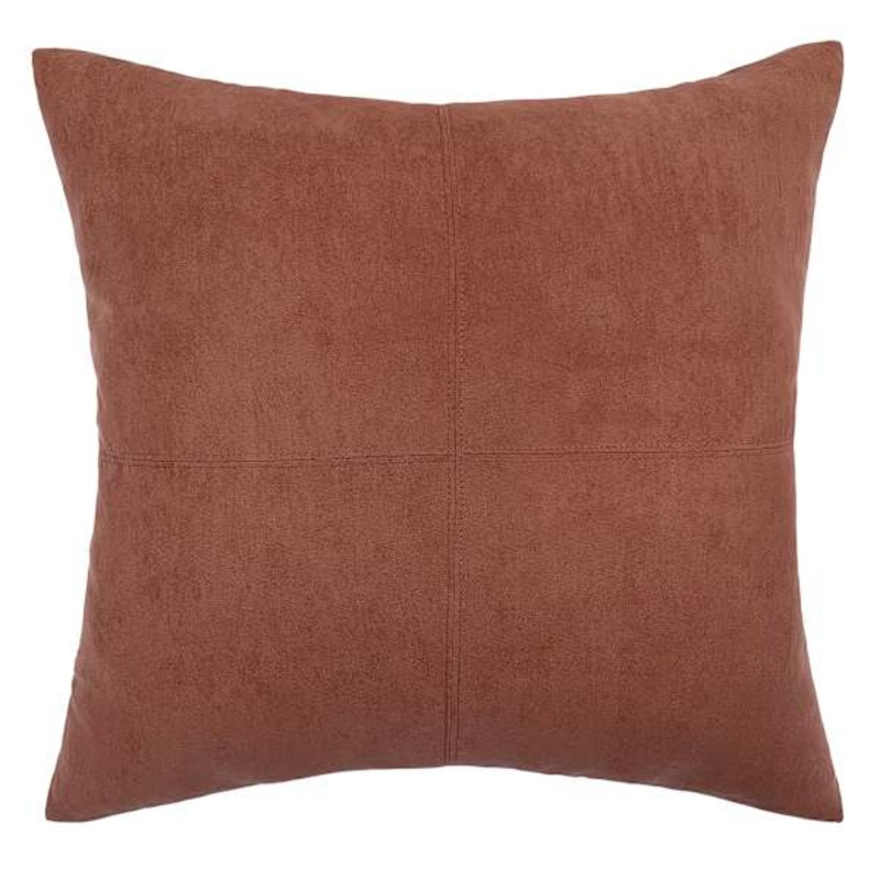 Baked Clay Torrey Faux Suede Throw Pillow, 24″