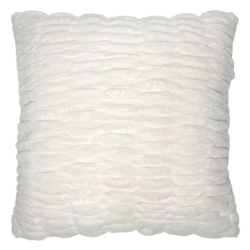 Beige Ruched Faux Fur Pillow, 24″