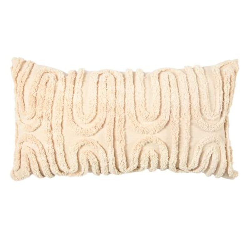 Beige Tufted Wave Throw Pillow, 14×26