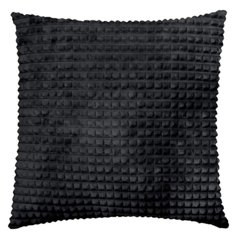 Black Check Plush Throw Pillow, 18″