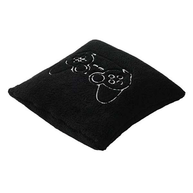 Black Sherpa Game Controller Throw Pillow, 18″