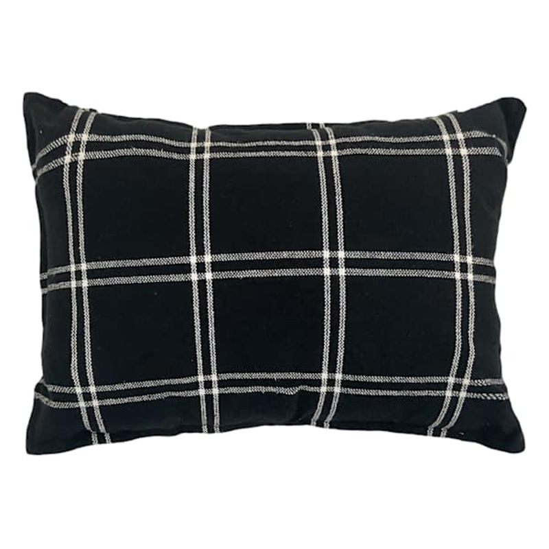 Black & White Windowpane Woven Throw Pillow, 14×20