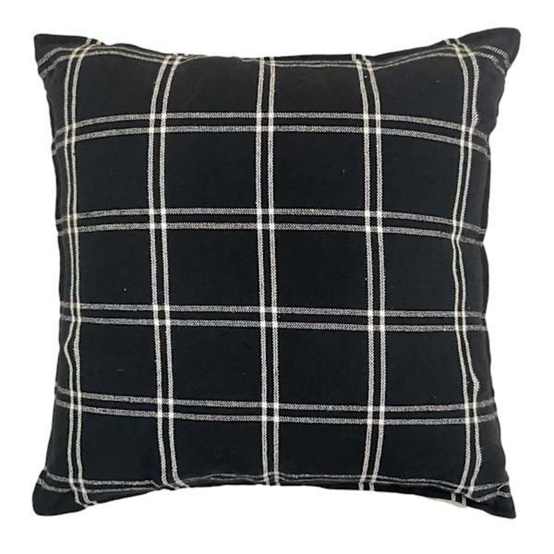 Black & White Windowpane Woven Throw Pillow, 24″