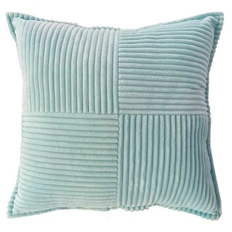 Blue Corduroy Checkered Throw Pillow, 18″