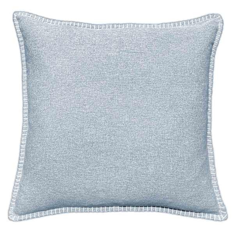 Blue Heathered Whip Stitch Feather Filled Throw Pillow, 18″
