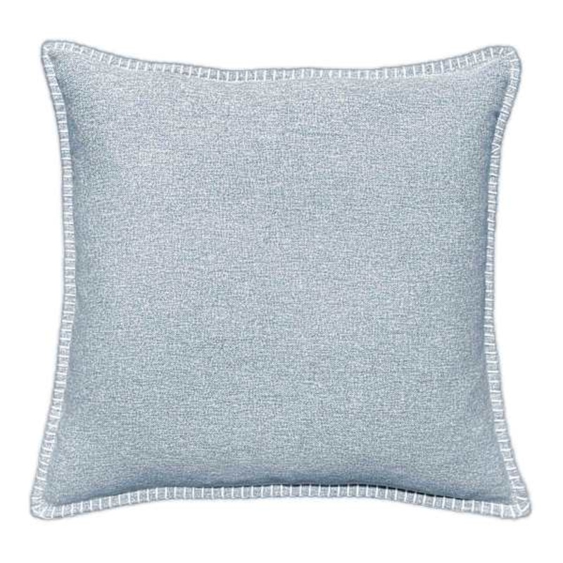 Blue Heathered Whip Stitch Feather Filled Throw Pillow, 24″
