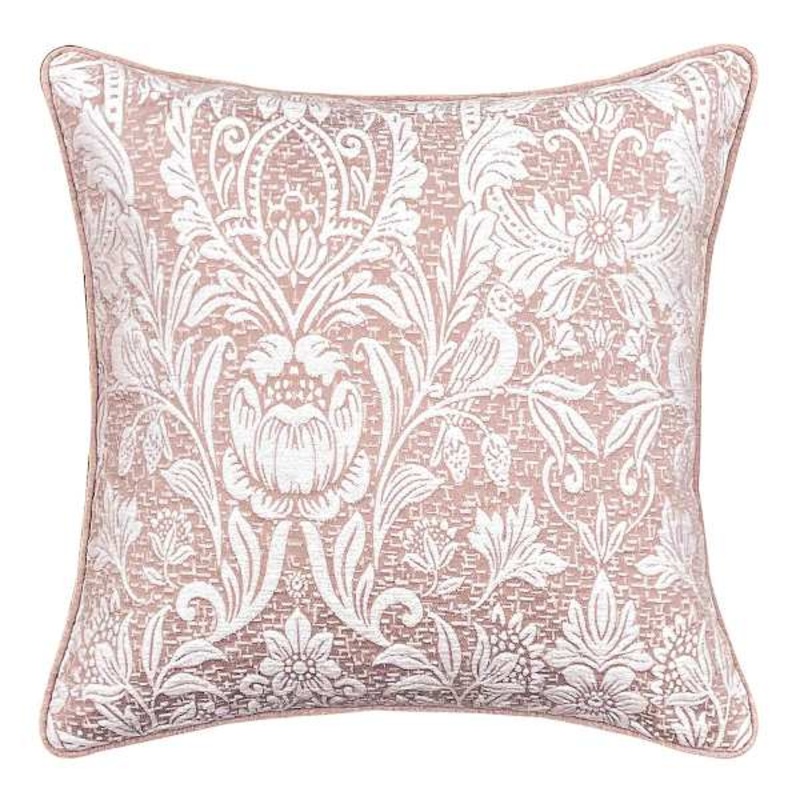Blush Floral Damask Throw Pillow, 18″