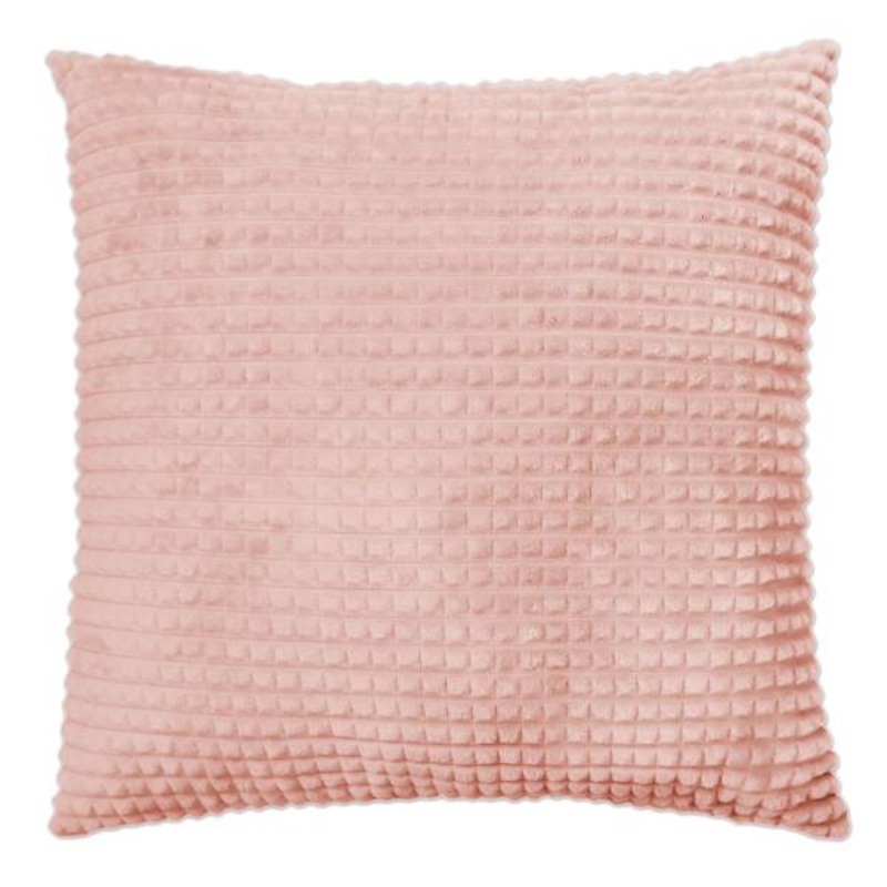 Blush Pink Plush Check Throw Pillow, 24″