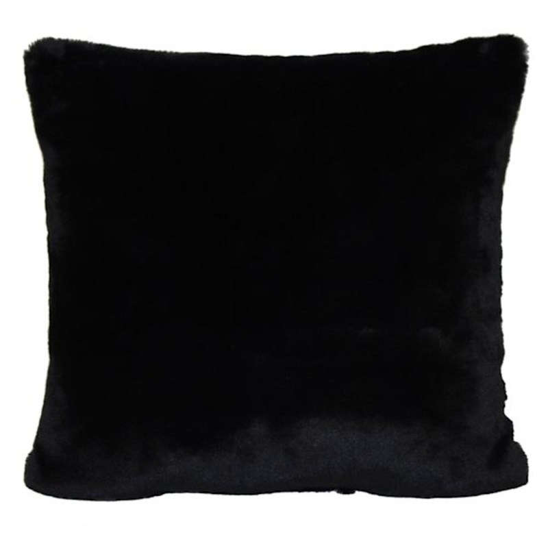 Bristol Black Faux Fur Throw Pillow, 18″