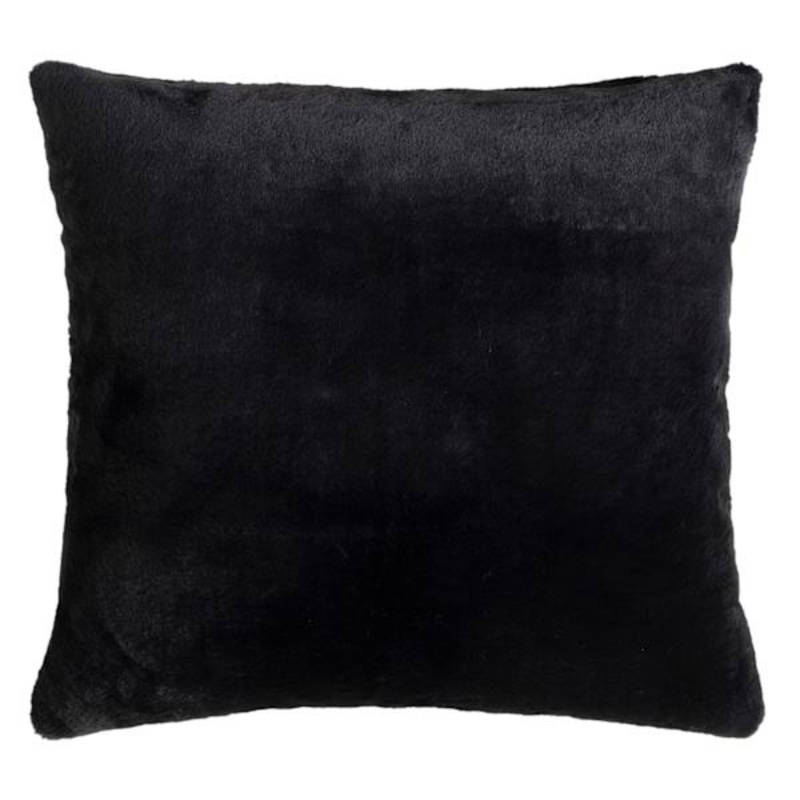 Bristol Black Faux Fur Throw Pillow, 24″
