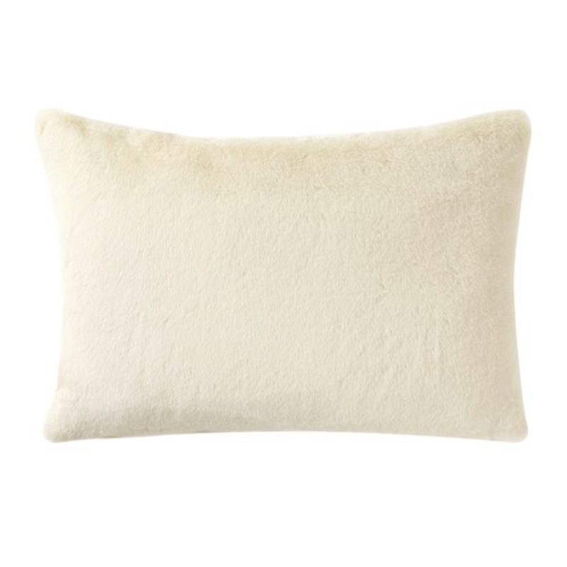 Bristol Cream Faux Fur Throw Pillow, 14×20