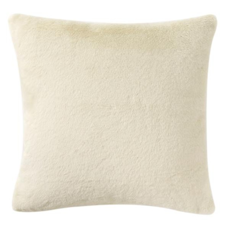 Bristol Cream Faux Fur Throw Pillow, 18″
