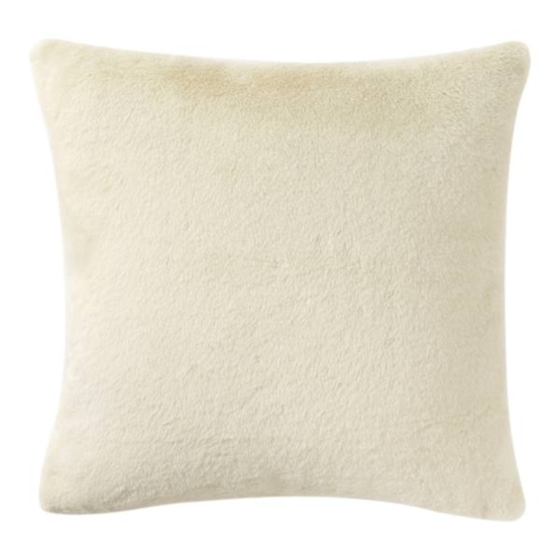 Bristol Cream Faux Fur Throw Pillow, 24″