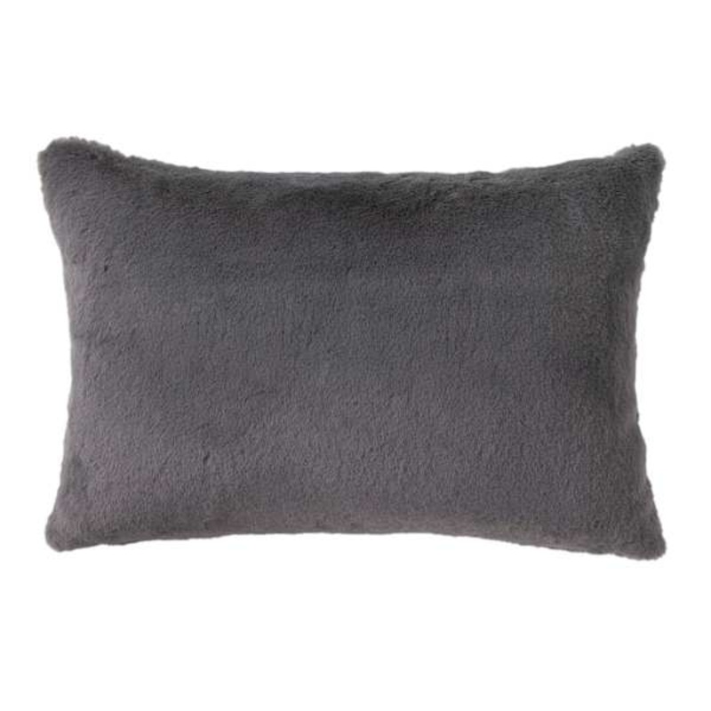 Bristol Dark Grey Faux Fur Throw Pillow, 14×20