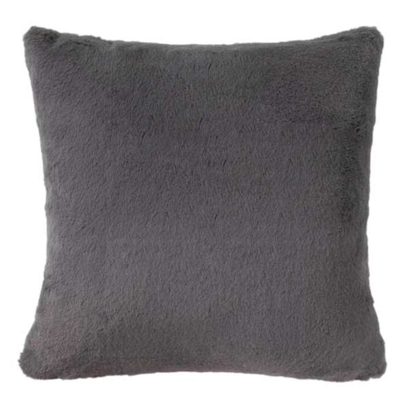 Bristol Dark Grey Faux Fur Throw Pillow, 18″