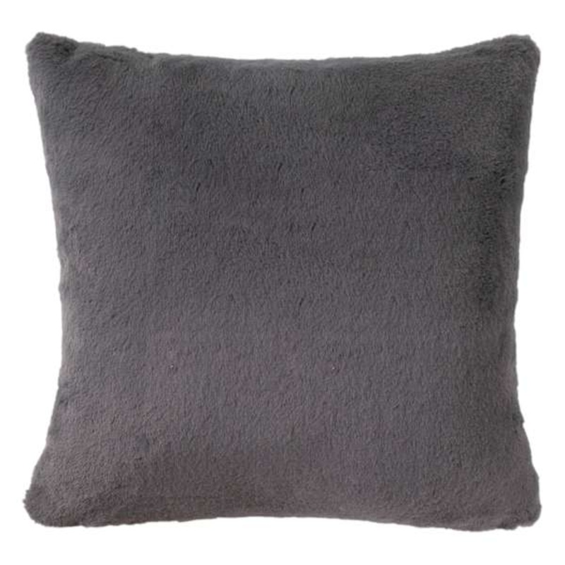Bristol Dark Grey Faux Fur Throw Pillow, 24″