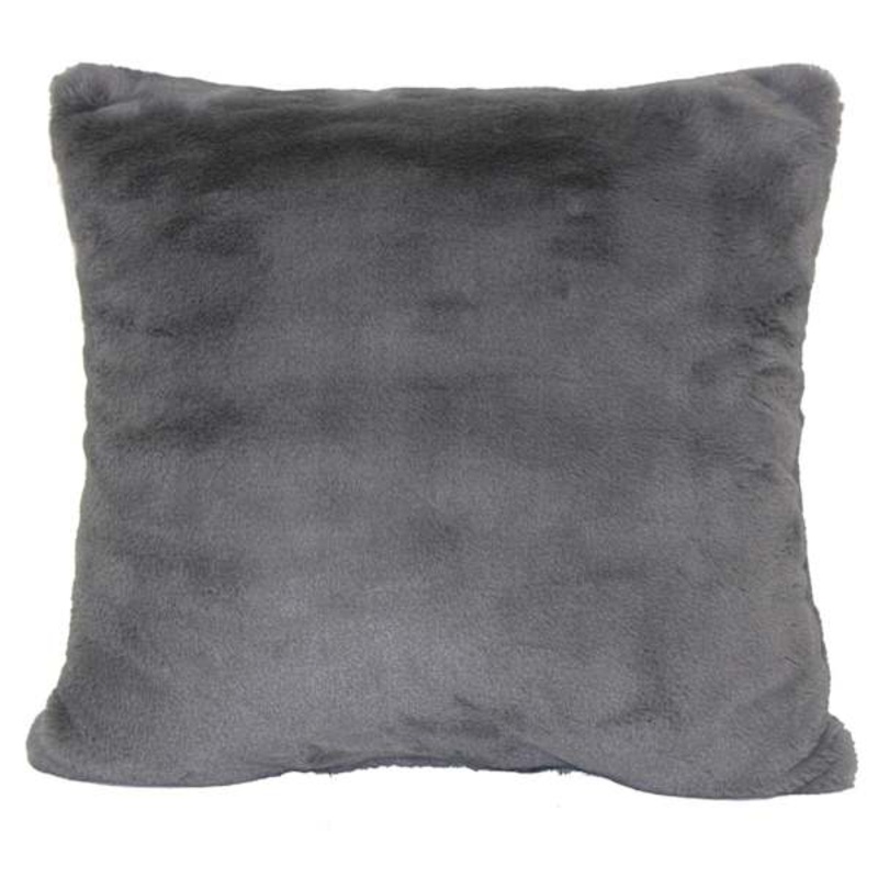 Bristol Graphite Faux Fur Oversized Throw Pillow, 24″