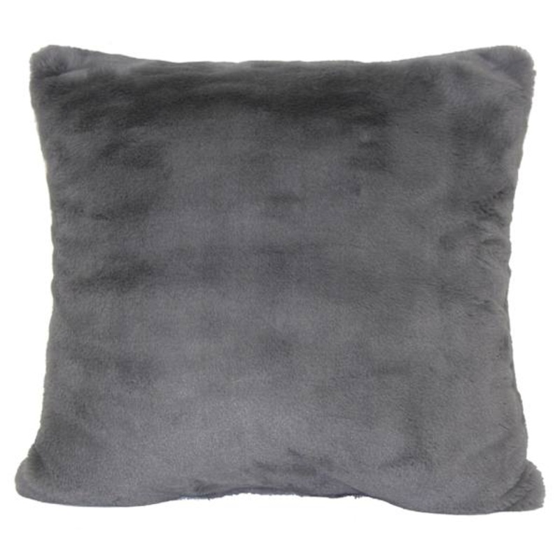 Bristol Graphite Faux Fur Throw Pillow, 18″