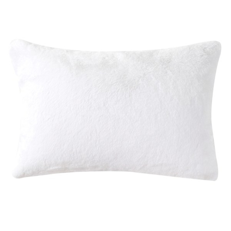 Bristol White Faux Fur Throw Pillow, 14×20