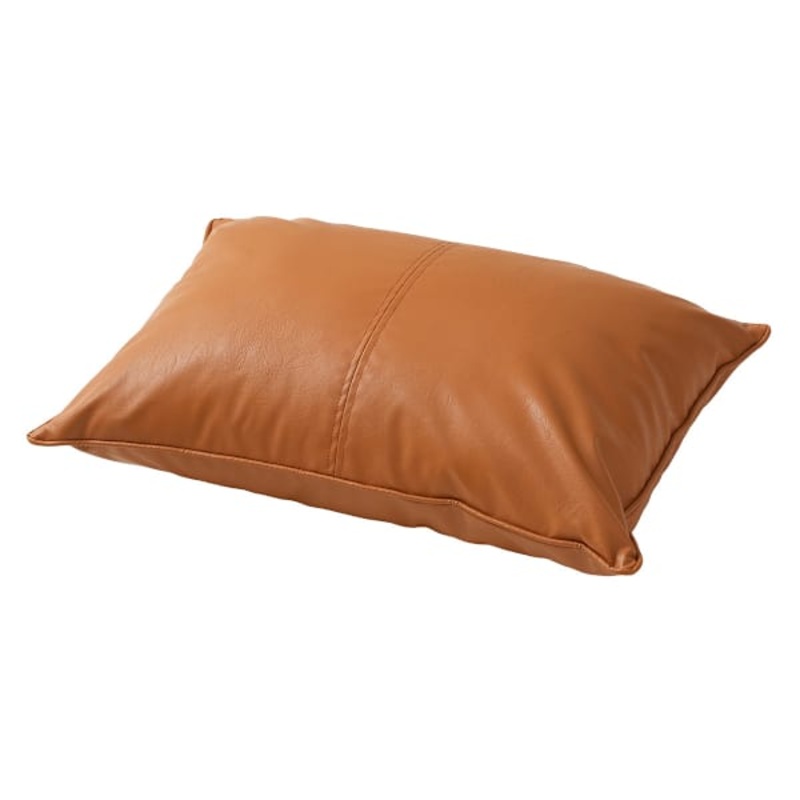Brown Faux Leather Throw Pillow, 14×20