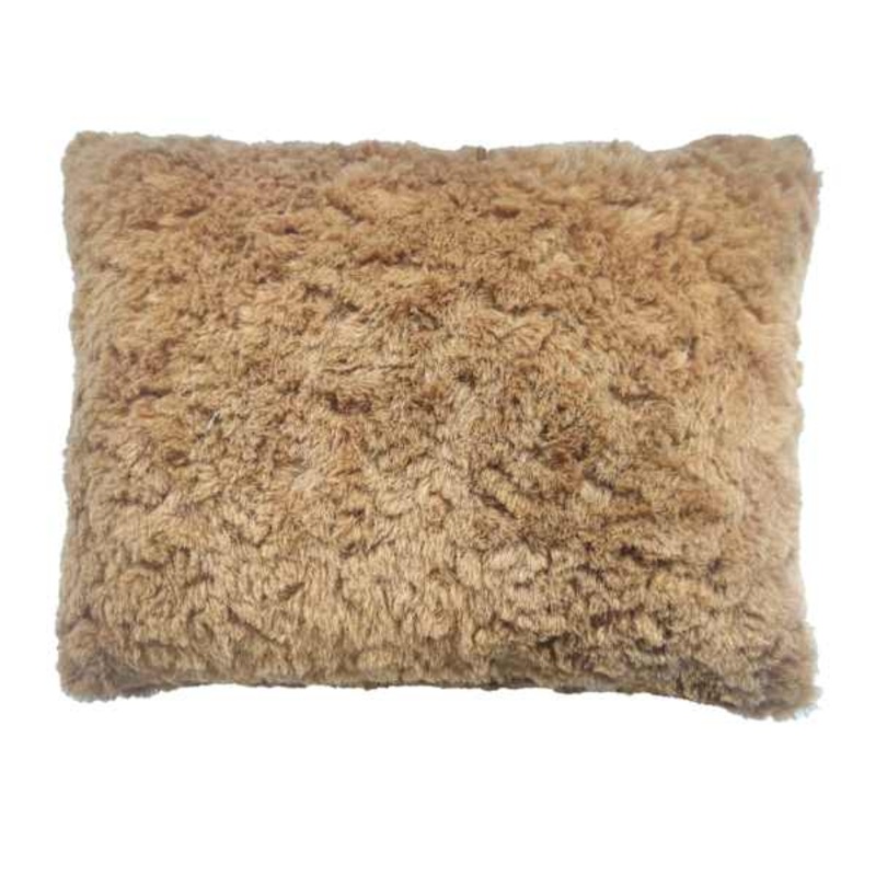Brown Textured Faux Fur Throw Pillow, 14×20