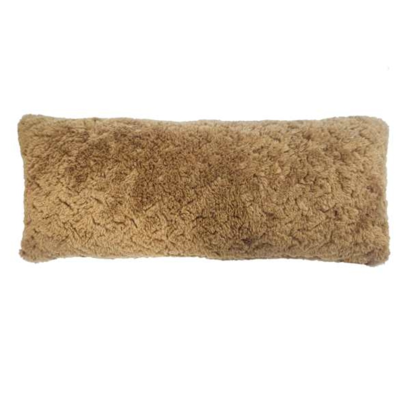 Brown Textured Faux Fur Throw Pillow, 14×36