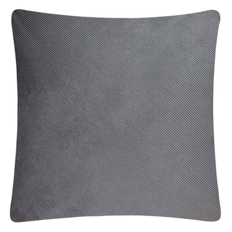 Charcoal Grey Diagonal Striped Throw Pillow, 24″