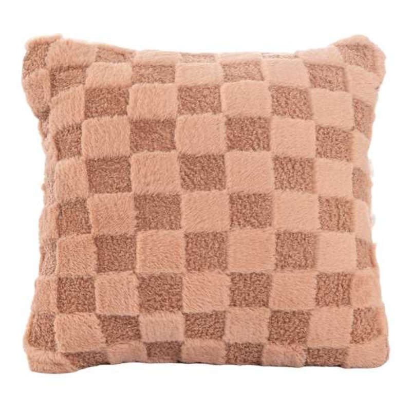 Clay Plush Check Throw Pillow, 18″