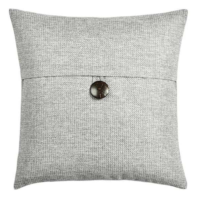 Clayton Grey Button Throw Pillow, 24″
