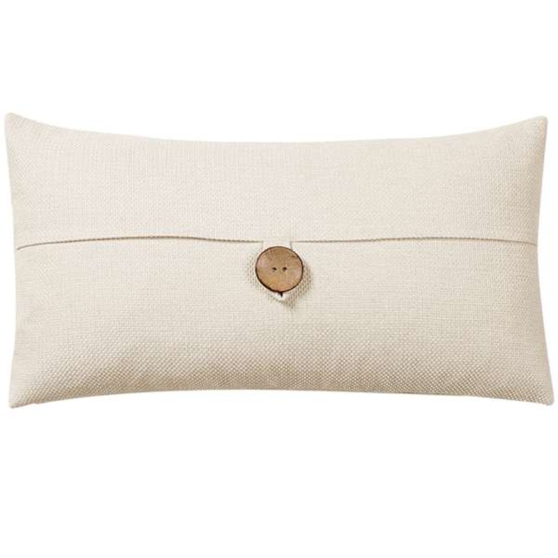 Clayton Ivory Coconut Button Throw Pillow, 13×24