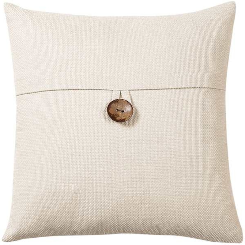 Clayton Ivory Coconut Button Throw Pillow, 20″
