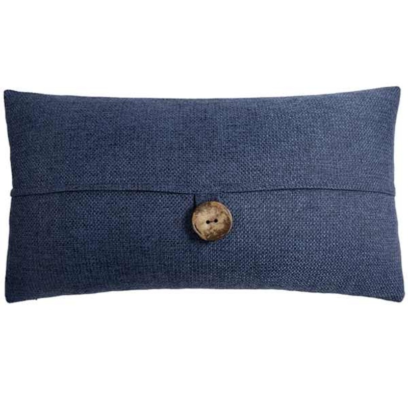 Clayton Navy Blue Coconut Button Throw Pillow, 13×24