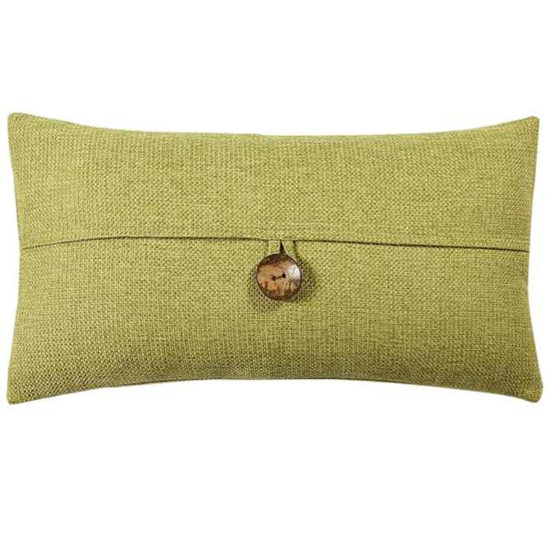 Clayton Olive Green Coconut Button Oblong Throw Pillow, 13×24