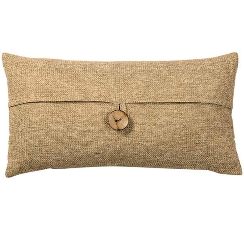 Clayton Taupe Coconut Button Throw Pillow, 13×24