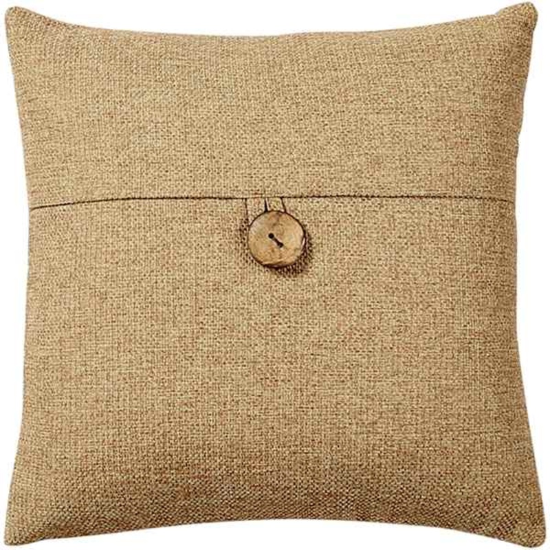 Clayton Taupe Coconut Button Throw Pillow, 20″