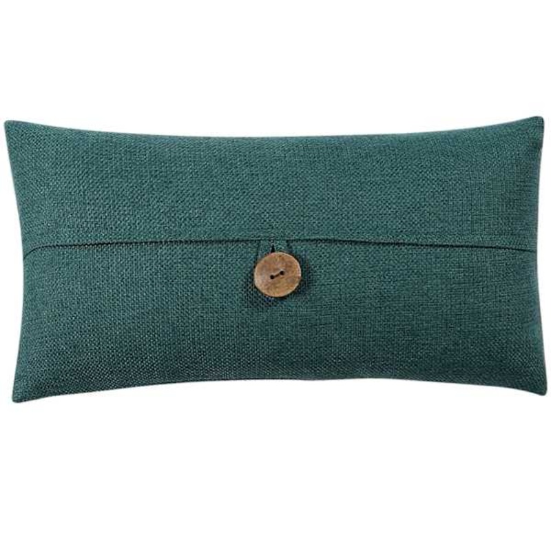 Clayton Teal Coconut Button Throw Pillow, 13×24