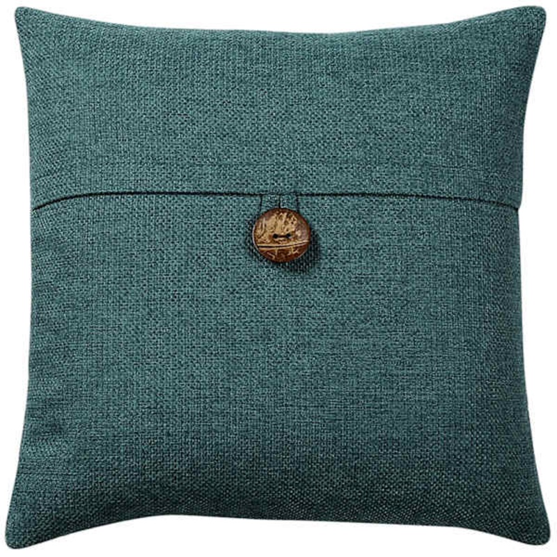 Clayton Teal Coconut Button Throw Pillow, 20″