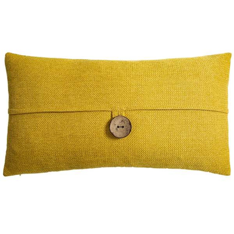 Clayton Yellow Coconut Button Throw Pillow, 13×24