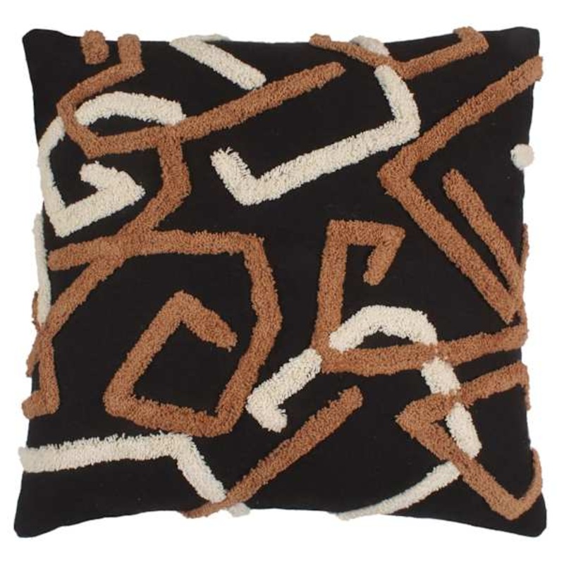 Crosby St. Black Abstract Tufted Throw Pillow, 18″
