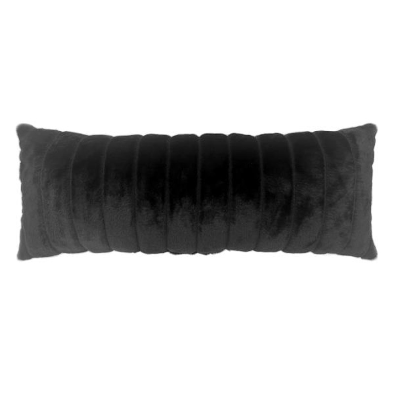 Crosby St. Black Channeled Fur Oblong Throw Pillow, 14×36