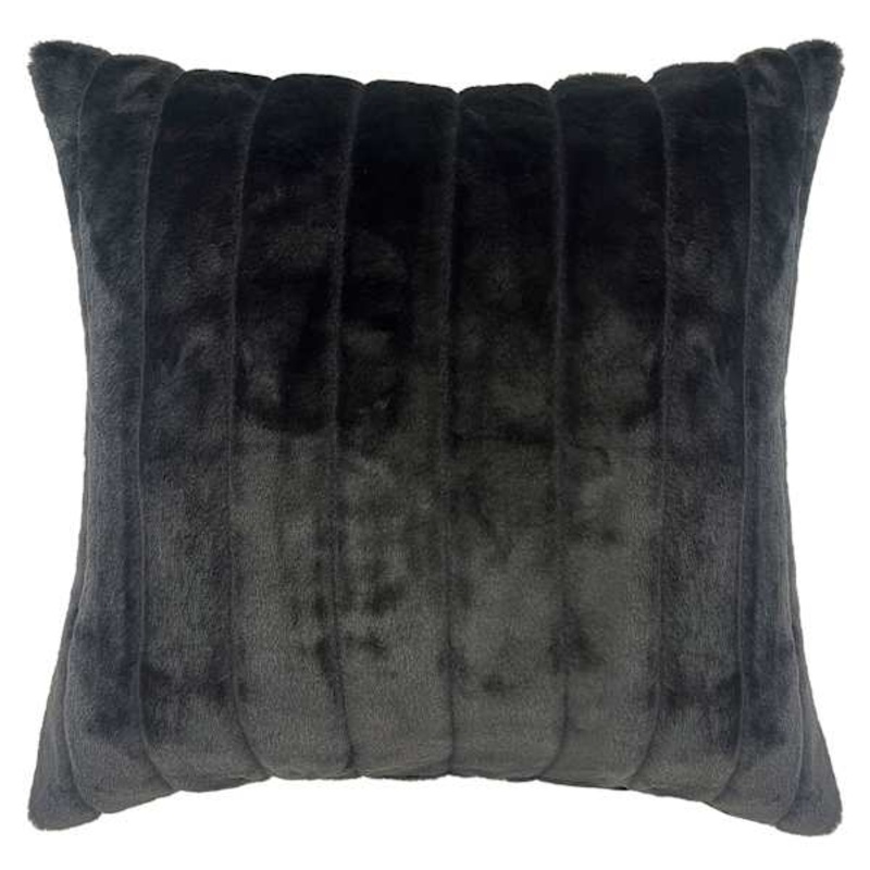 Crosby St. Black Faux Fur Throw Pillow, 24″