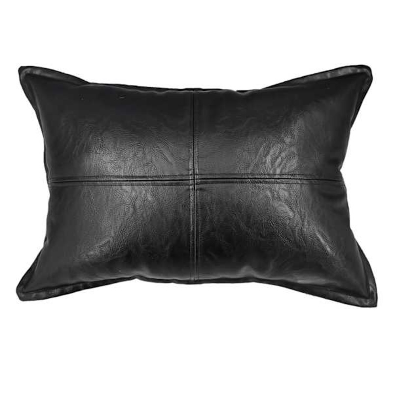 Crosby St. Black Faux Leather Oblong Throw Pillow, 14×20