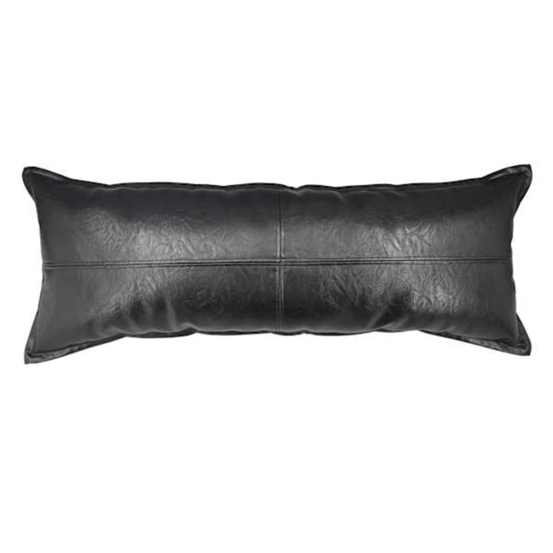 Crosby St. Black Faux Leather Oblong Throw Pillow, 14×36