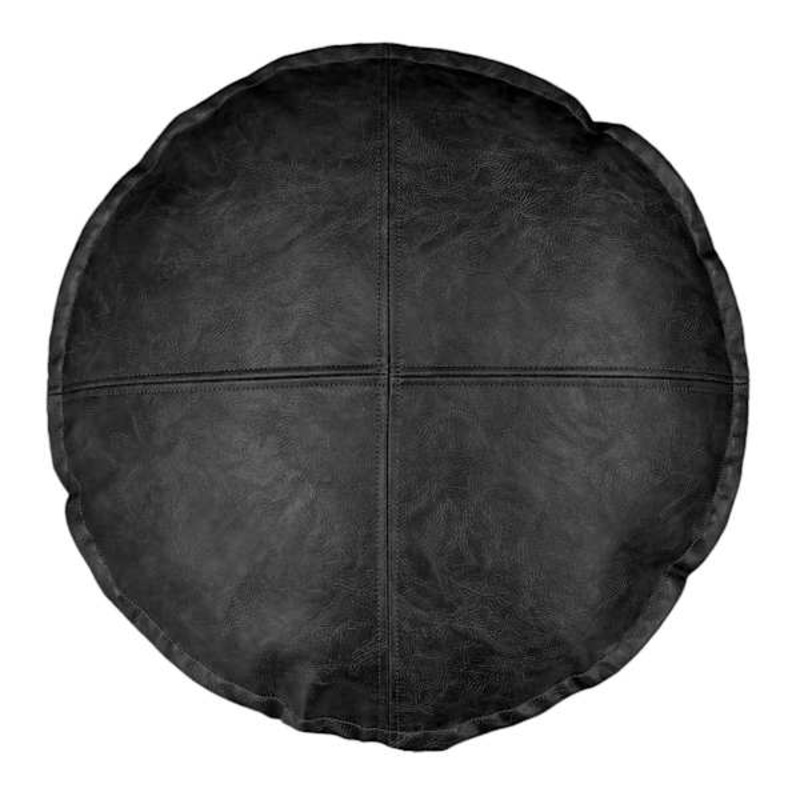 Crosby St. Black Faux Leather Round Throw Pillow, 16″